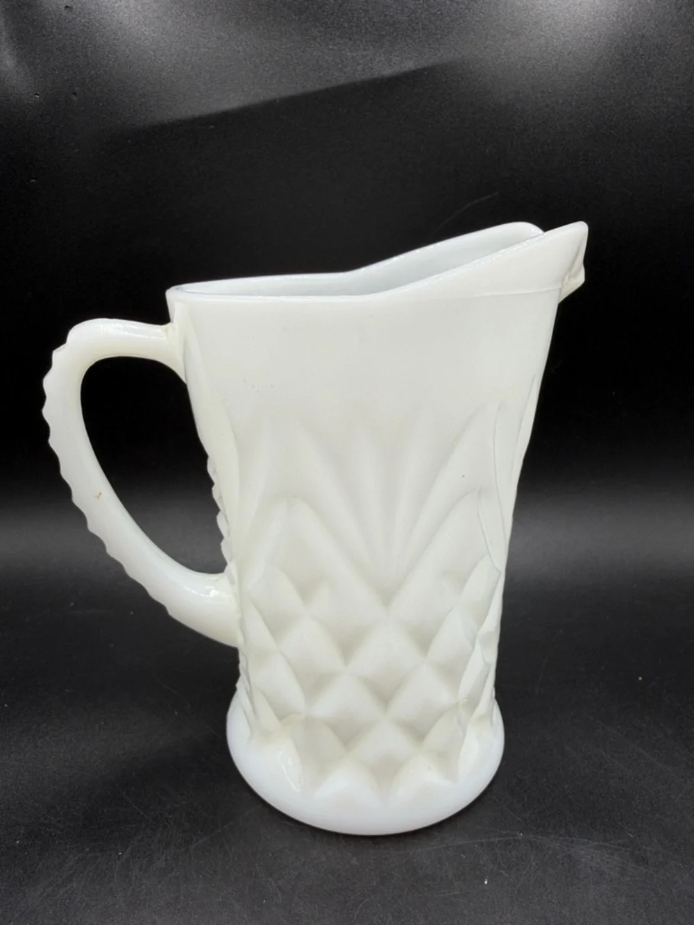 Fire King White Milk Glass Diamond Pattern Pitcher